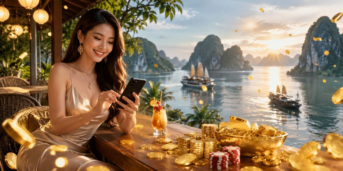 Người dùng trải nghiệm casino di động VIP tại quán cà phê vịnh Hạ Long